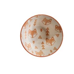 Pfaltzgraff Pad Print Orange Fox Foxes 6" Soup Cereal Bowl Embossed NOS
